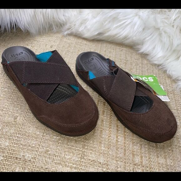 NEW CROCS Size 4 Edie Mules Women's Mahogany Shoes - Picture 3 of 11
